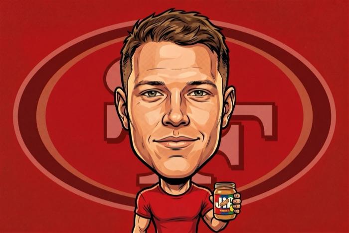Comic-style portrait of Christian McCaffrey